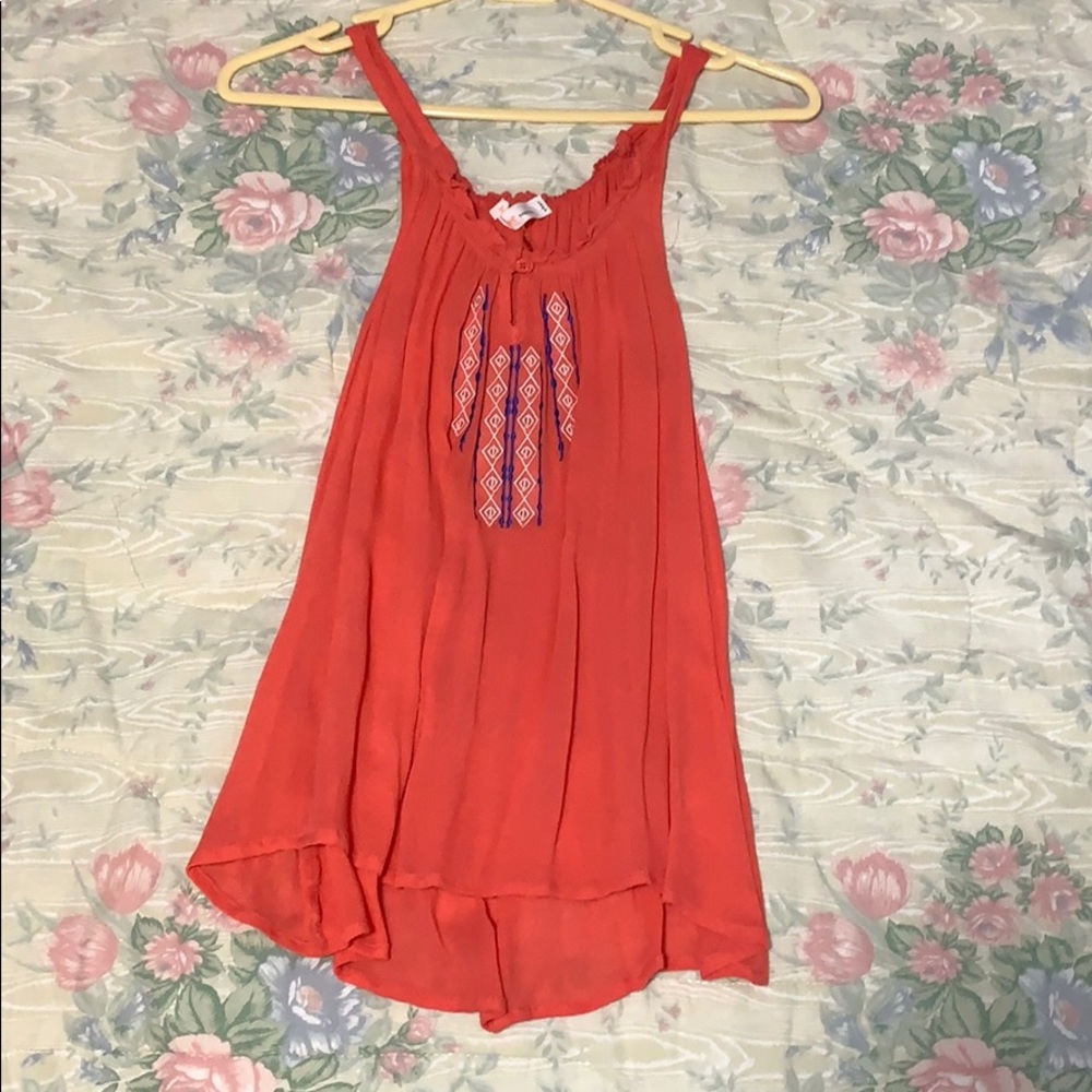 Coral boho tank